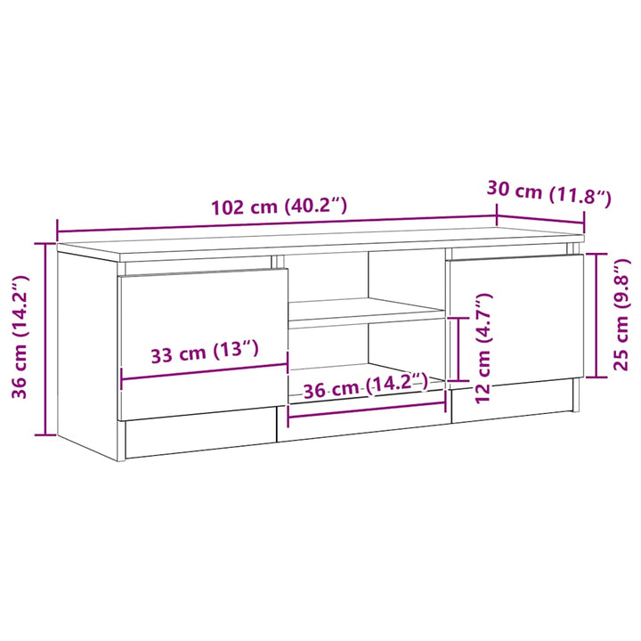 Tv-Bänk 102X30X36 Cm Konstruerat Trä