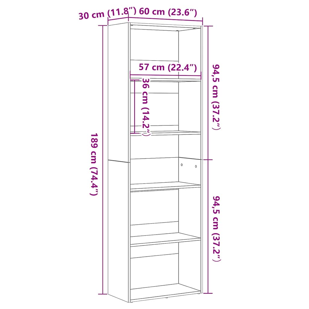 Bokhylla 60X30X Konstruerat Trä