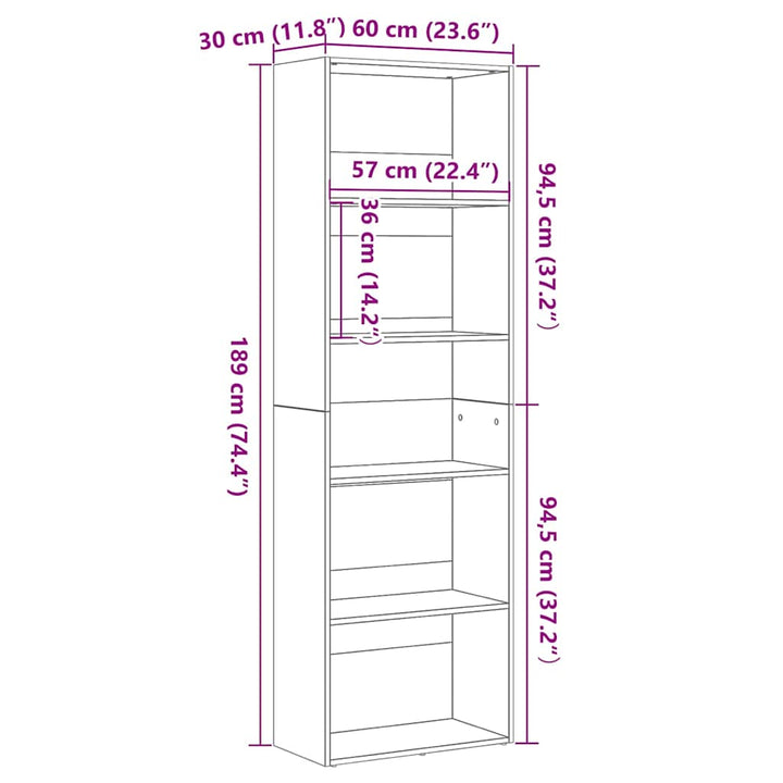 Bokhylla 60X30X Konstruerat Trä