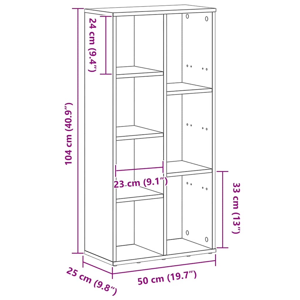 Bokhylla 50X25X104 Cm Konstruerat Trä