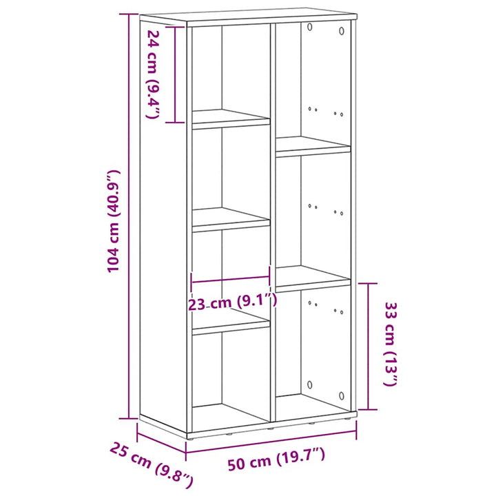 Bokhylla 50X25X104 Cm Konstruerat Trä