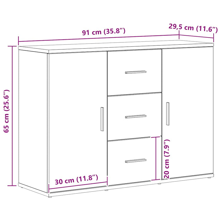 Skänk 91X29,5X65 Cm Konstruerat Trä