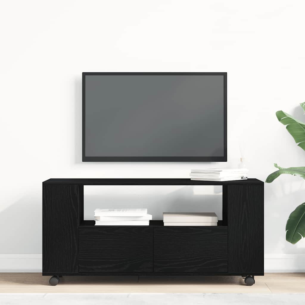 Tv-Bänk Med Hjul 102X34,5X43 Cm Konstruerat Trä