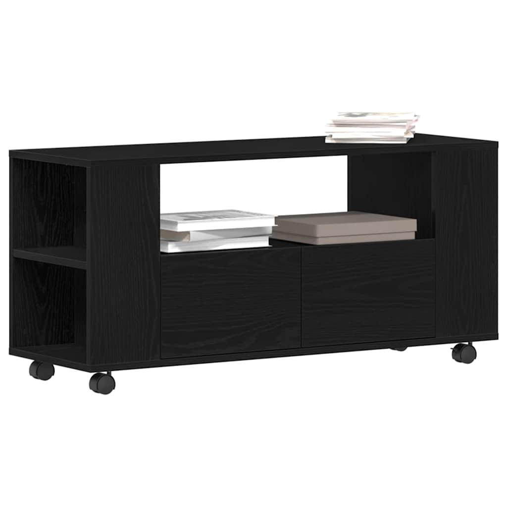 Tv-Bänk Med Hjul 102X34,5X43 Cm Konstruerat Trä