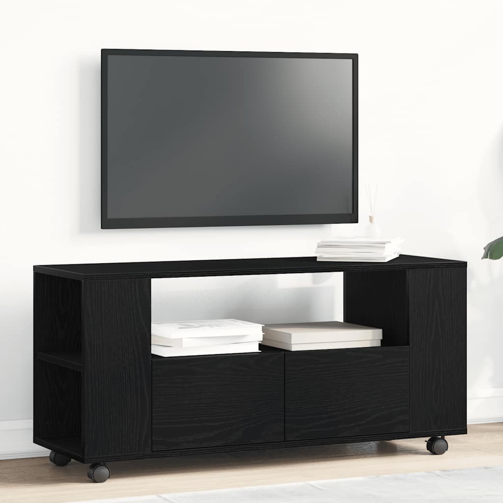 Tv-Bänk Med Hjul 102X34,5X43 Cm Konstruerat Trä