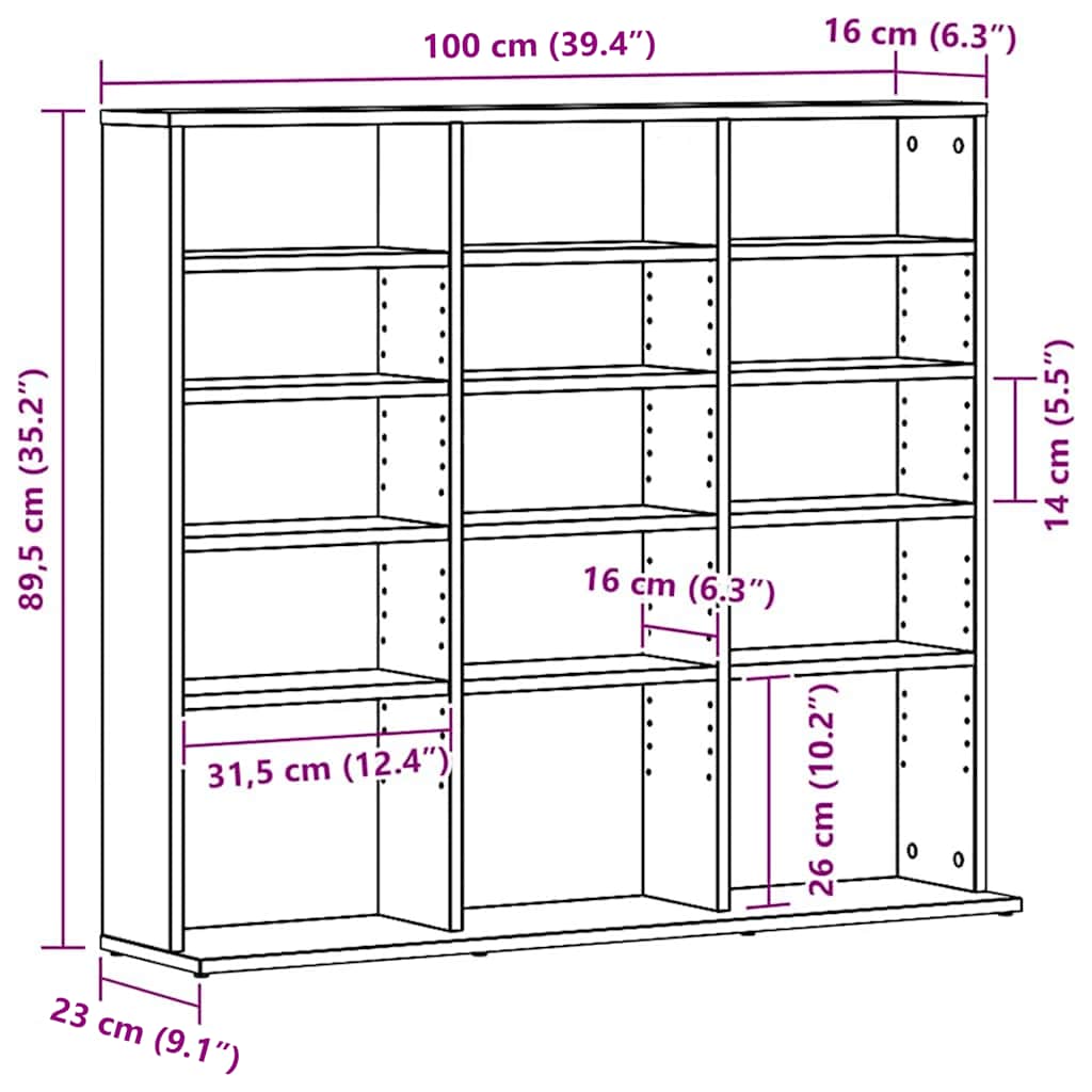 Cd-Bänk 100X23X89,5 Cm Konstruerat Trä