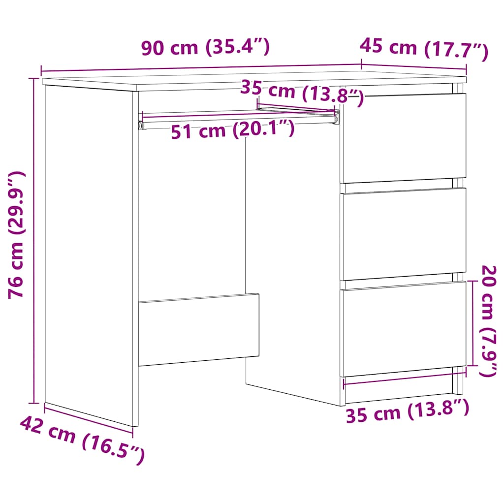 Skrivbord 90X45X76 Cm Konstruerat Trä
