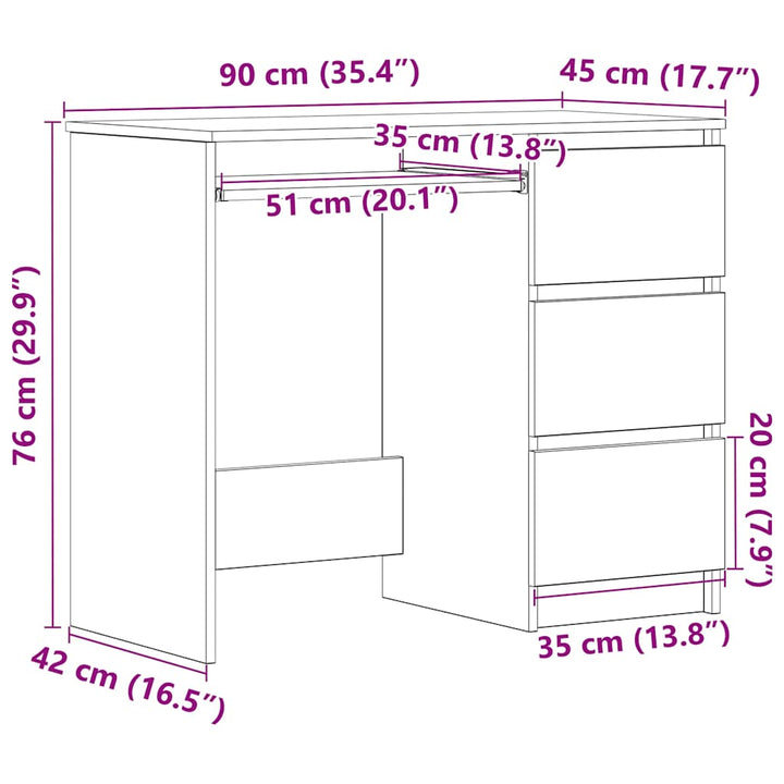 Skrivbord 90X45X76 Cm Konstruerat Trä