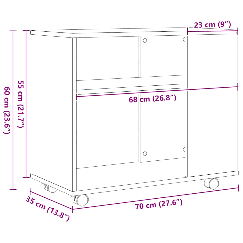 Sidobord 70X35X60 Cm Konstruerat Trä