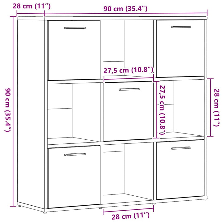 Bokhylla 90X28X90 Cm Konstruerat Trä