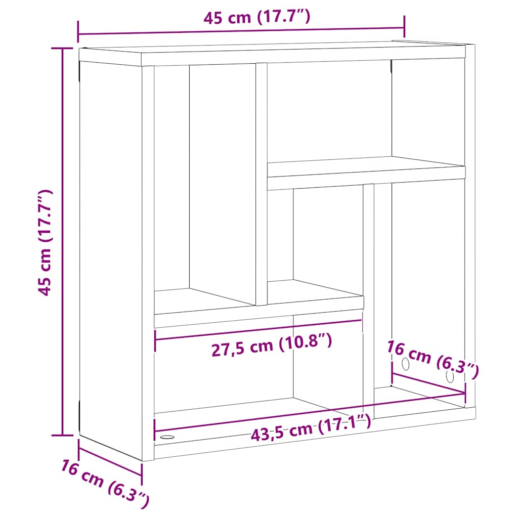 Vägghylla 45X16X45 Cm Konstruerat Trä