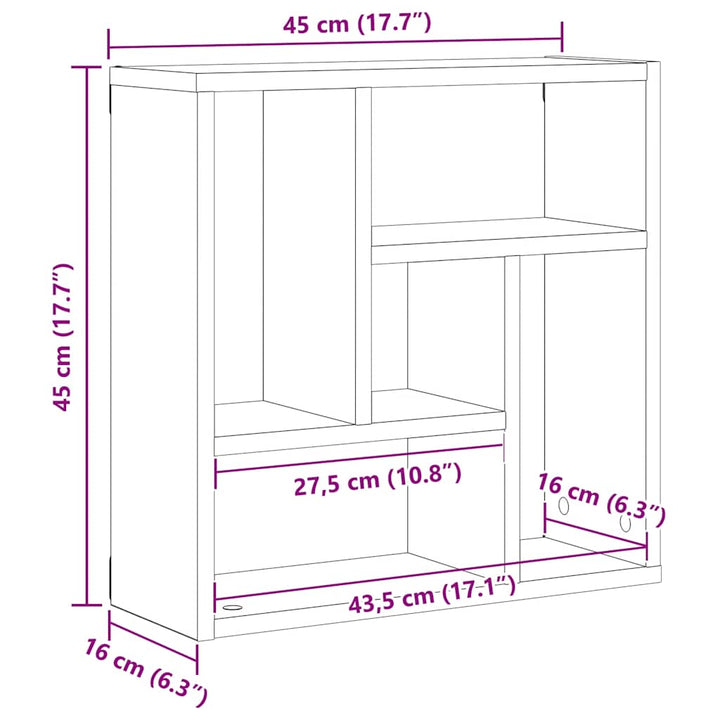 Vägghylla 45X16X45 Cm Konstruerat Trä