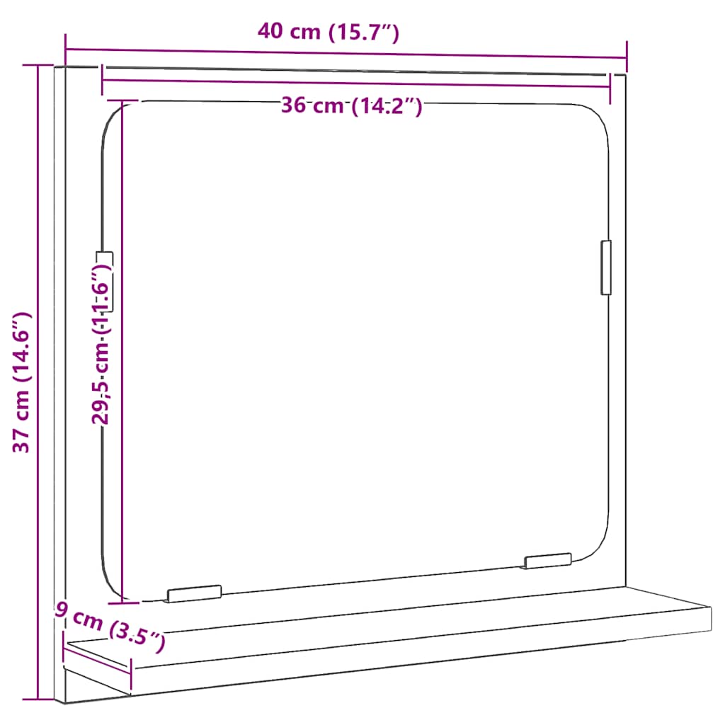 Badrumsspegel 40X10,5X37 Cm Konstruerat Trä
