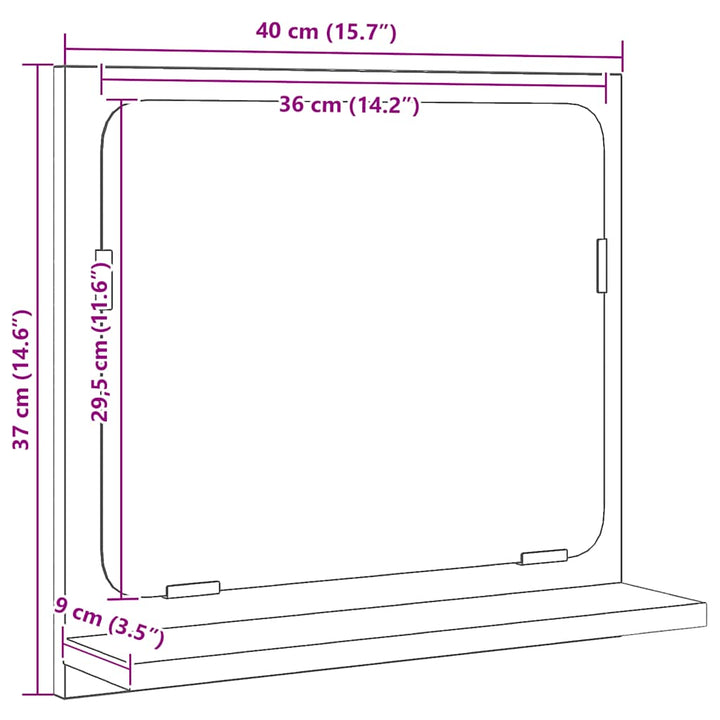 Badrumsspegel 40X10,5X37 Cm Konstruerat Trä