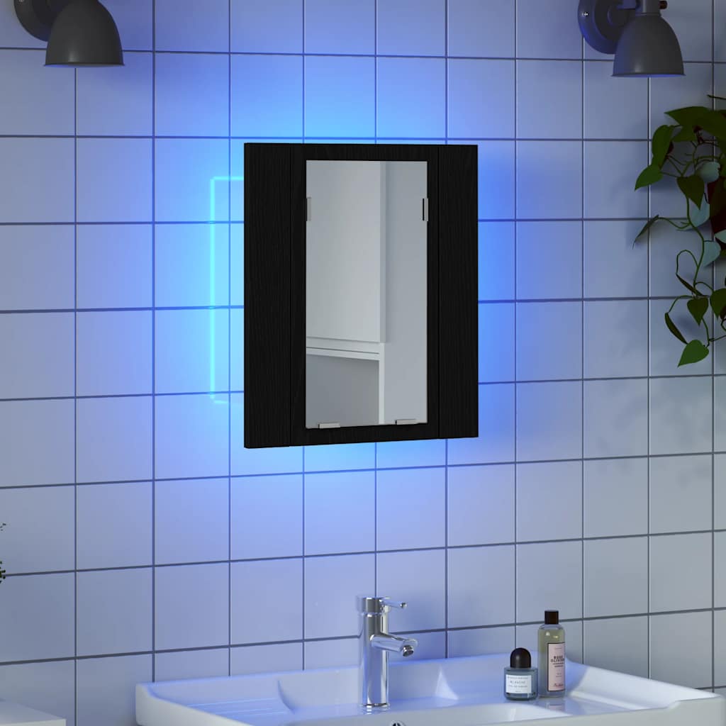 Led-Spegelskåp För Badrum 40X12X45 Cm Konstruerat Trä