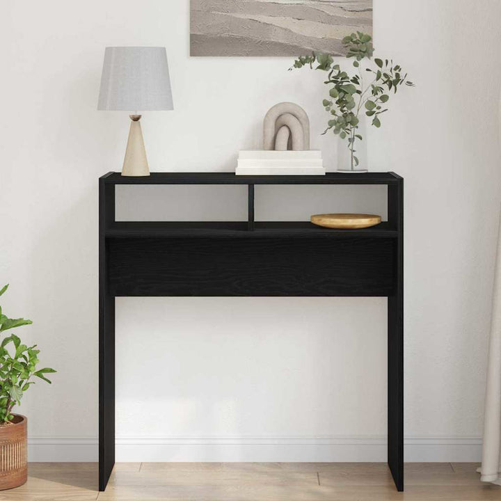 Konsolbord Svart Ek 78 X 30 X 80 Cm Konstruerat Trä