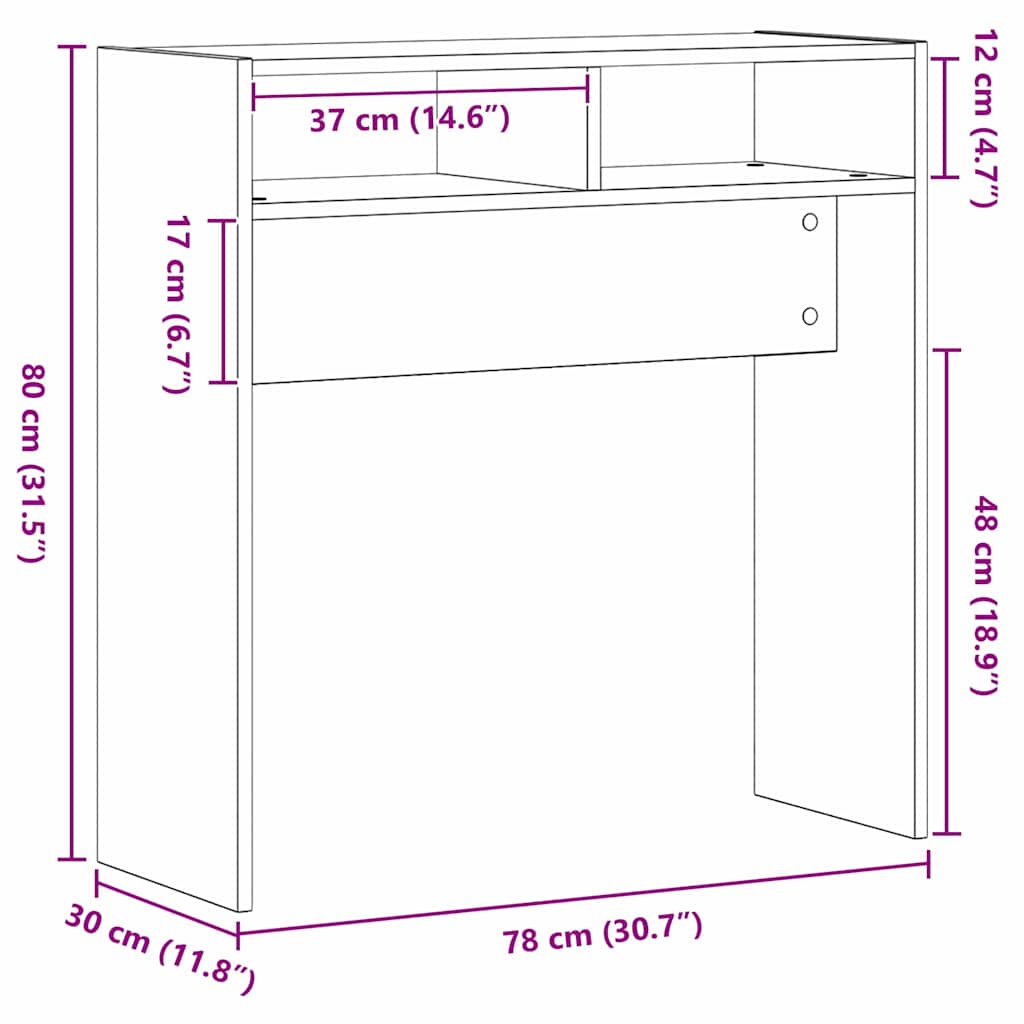 Konsolbord Svart Ek 78 X 30 X 80 Cm Konstruerat Trä