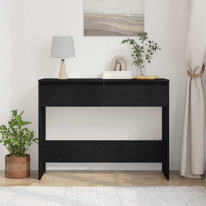 Konsolbord Svart Ek 100 X 35 X 76,5 Cm Konstruerat Trä