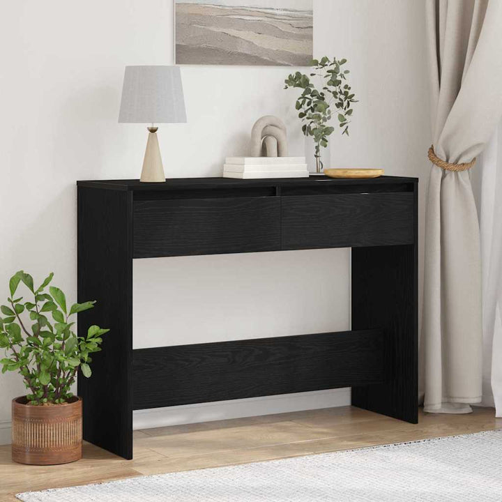 Konsolbord Svart Ek 100 X 35 X 76,5 Cm Konstruerat Trä