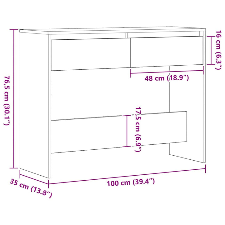 Konsolbord Svart Ek 100 X 35 X 76,5 Cm Konstruerat Trä