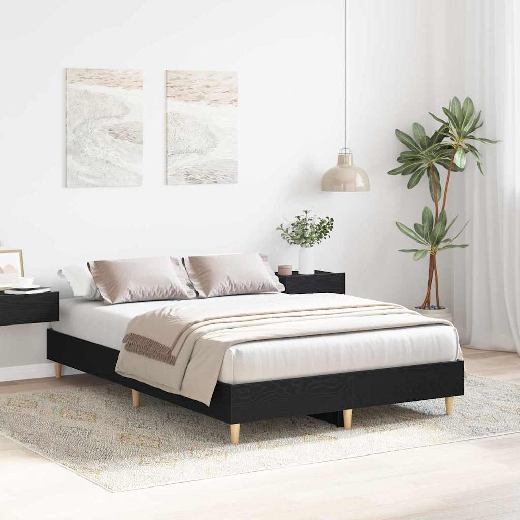 Sängram Svart Ek 203 X 123 X 25 Cm Konstruerat Trä