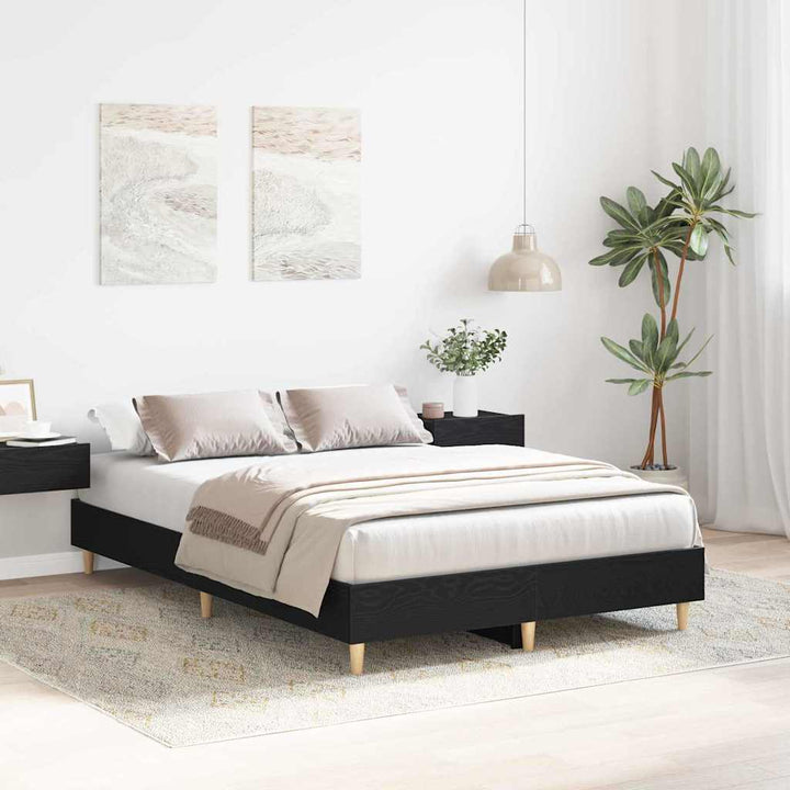 Sängram Svart Ek 203 X 123 X 25 Cm Konstruerat Trä
