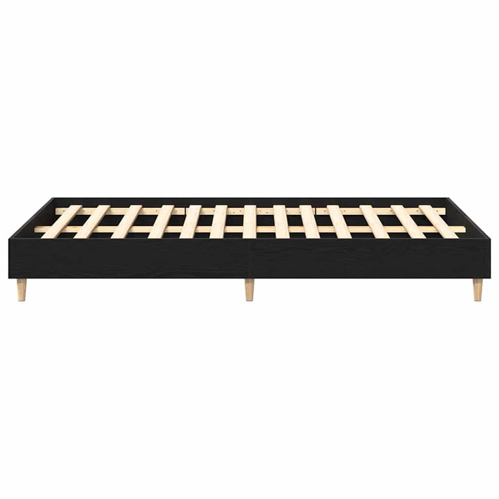 Sängram Svart Ek 203 X 123 X 25 Cm Konstruerat Trä