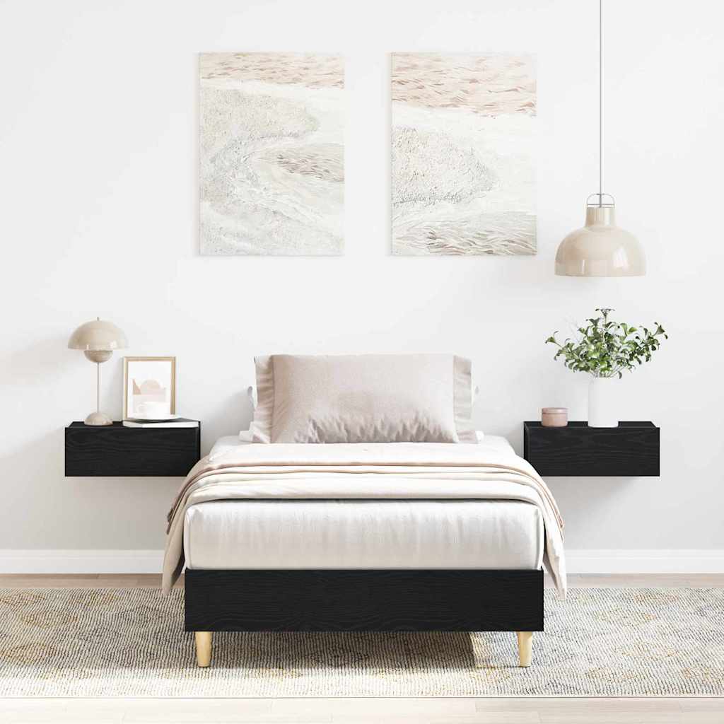 Sängram Svart Ek 203 X 101 X 25 Cm Konstruerat Trä