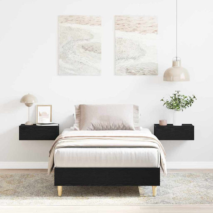Sängram Svart Ek 203 X 101 X 25 Cm Konstruerat Trä