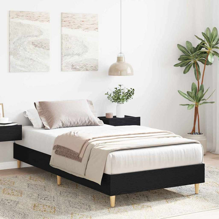 Sängram Svart Ek 203 X 101 X 25 Cm Konstruerat Trä