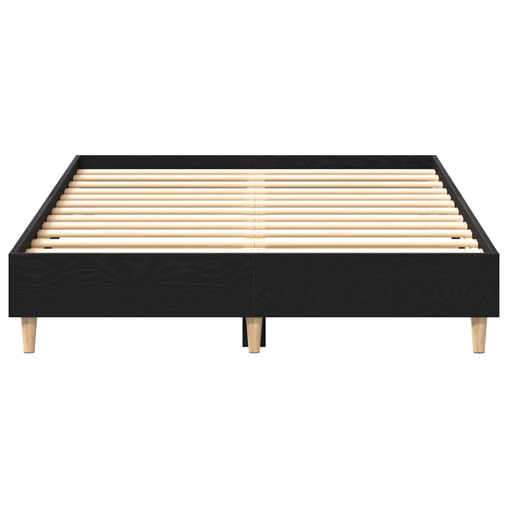 Sängram Svart Ek 193 X 123 X 25 Cm Konstruerat Trä