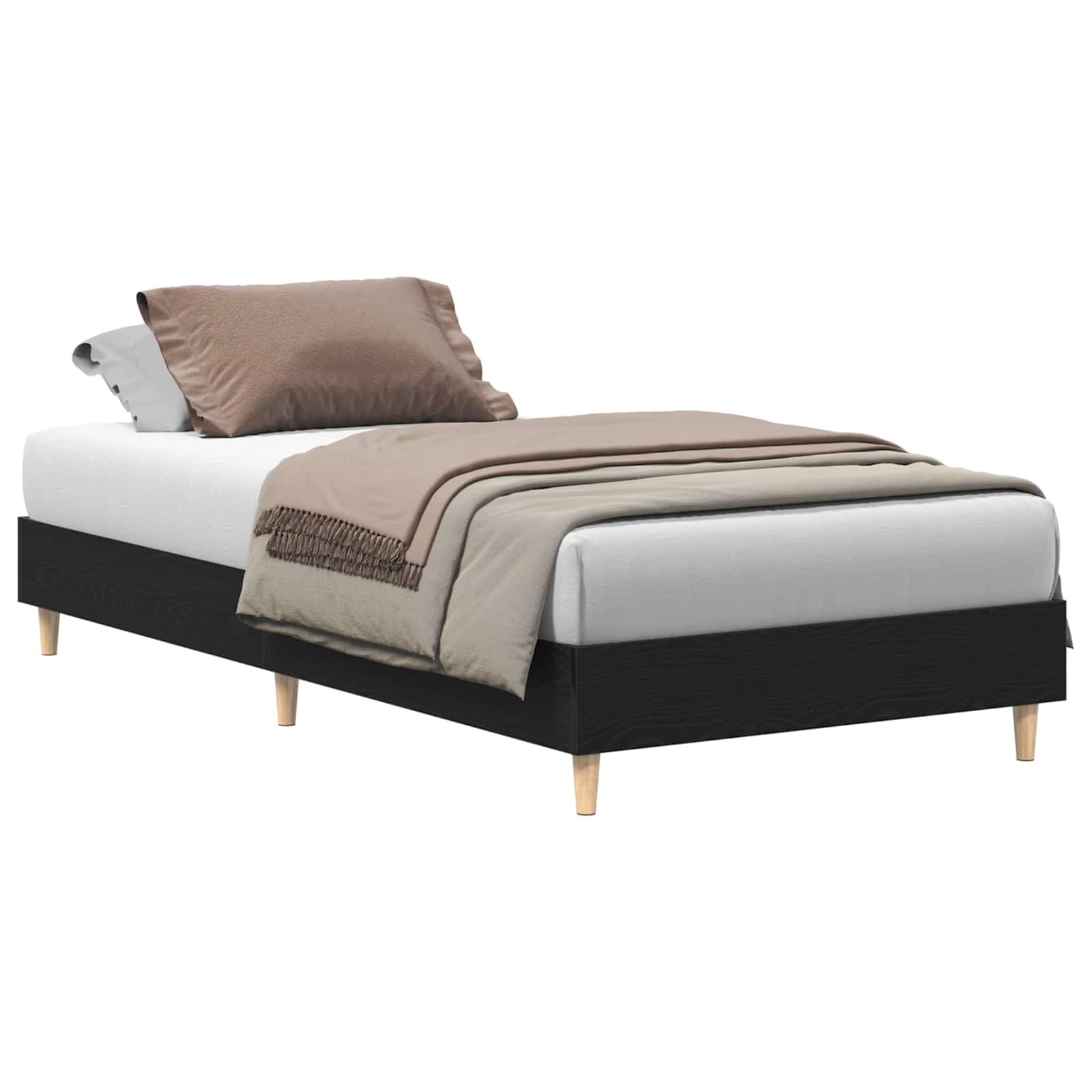 Sängram Svart Ek 193 X 78 X 25 Cm Konstruerat Trä