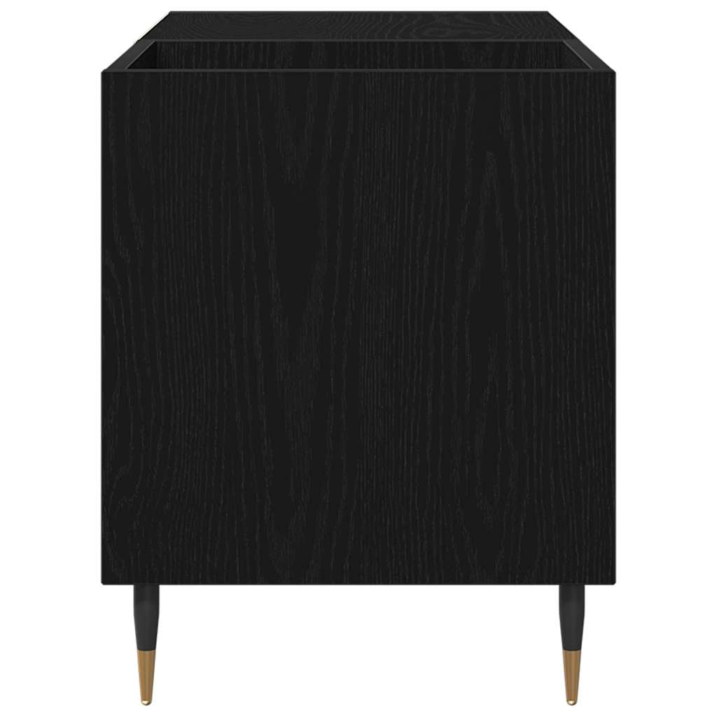 Skivskåp Med Hylla Svart Ek 85 X 38 X 48 Cm Konstruerat Trä