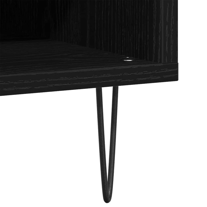 Skivskåp Med Hylla Svart Ek 85 X 38 X 48 Cm Konstruerat Trä