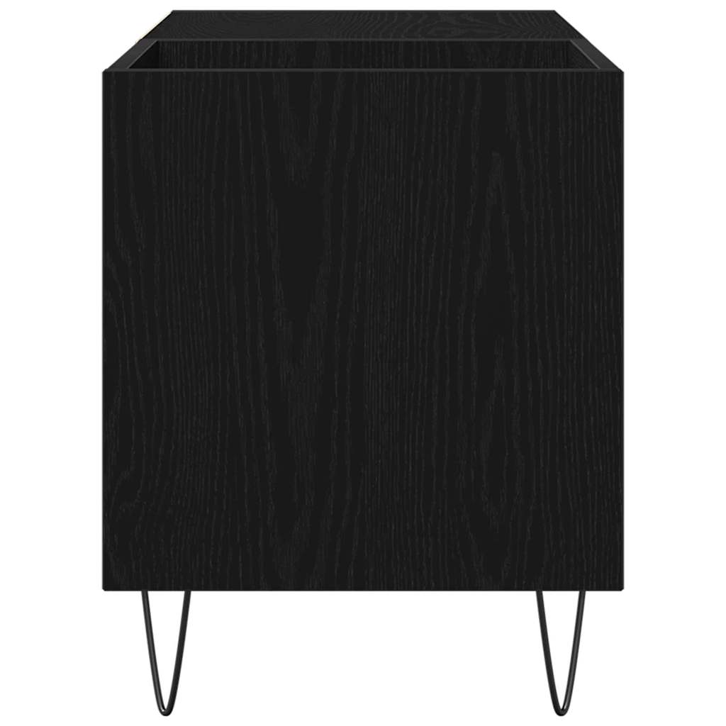 Skivskåp Med Hylla Svart Ek 85 X 38 X 48 Cm Konstruerat Trä