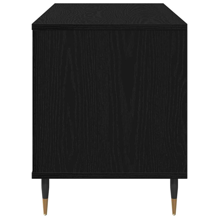Skivskåp Med Hylla Svart Ek 100 X 38 X 48 Cm Konstruerat Trä