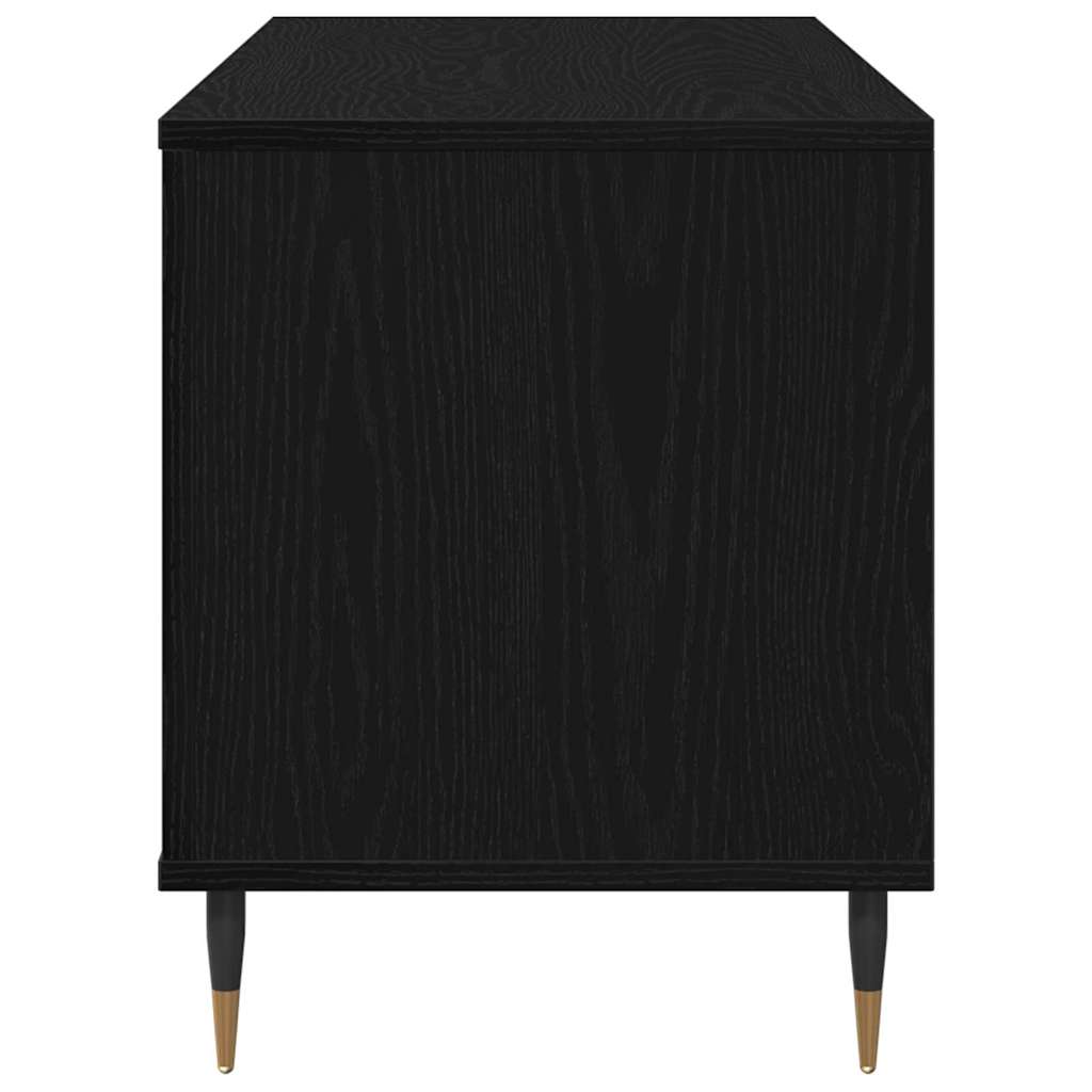 Skivskåp Med Hylla Svart Ek 100 X 38 X 48 Cm Konstruerat Trä