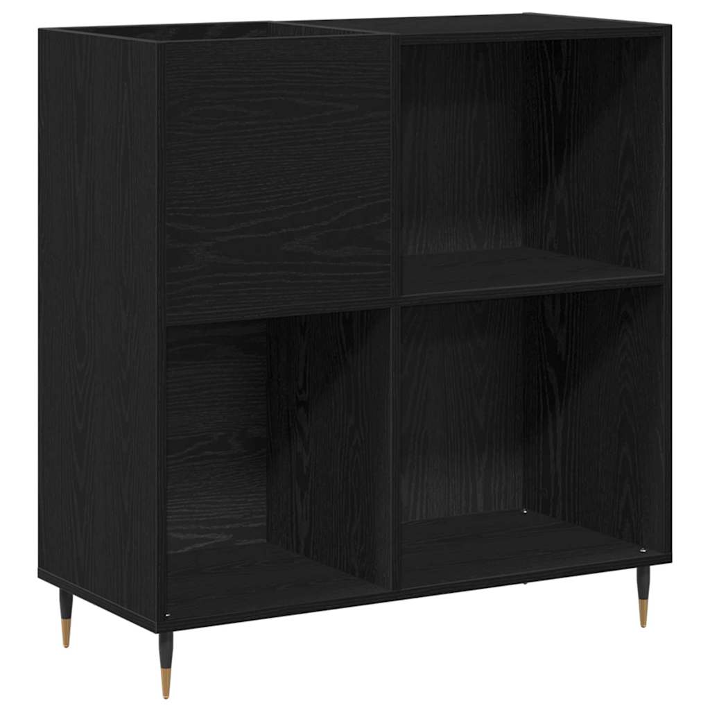 Skivskåp Med Hylla Svart Ek 85 X 38 X 89 Cm Konstruerat Trä