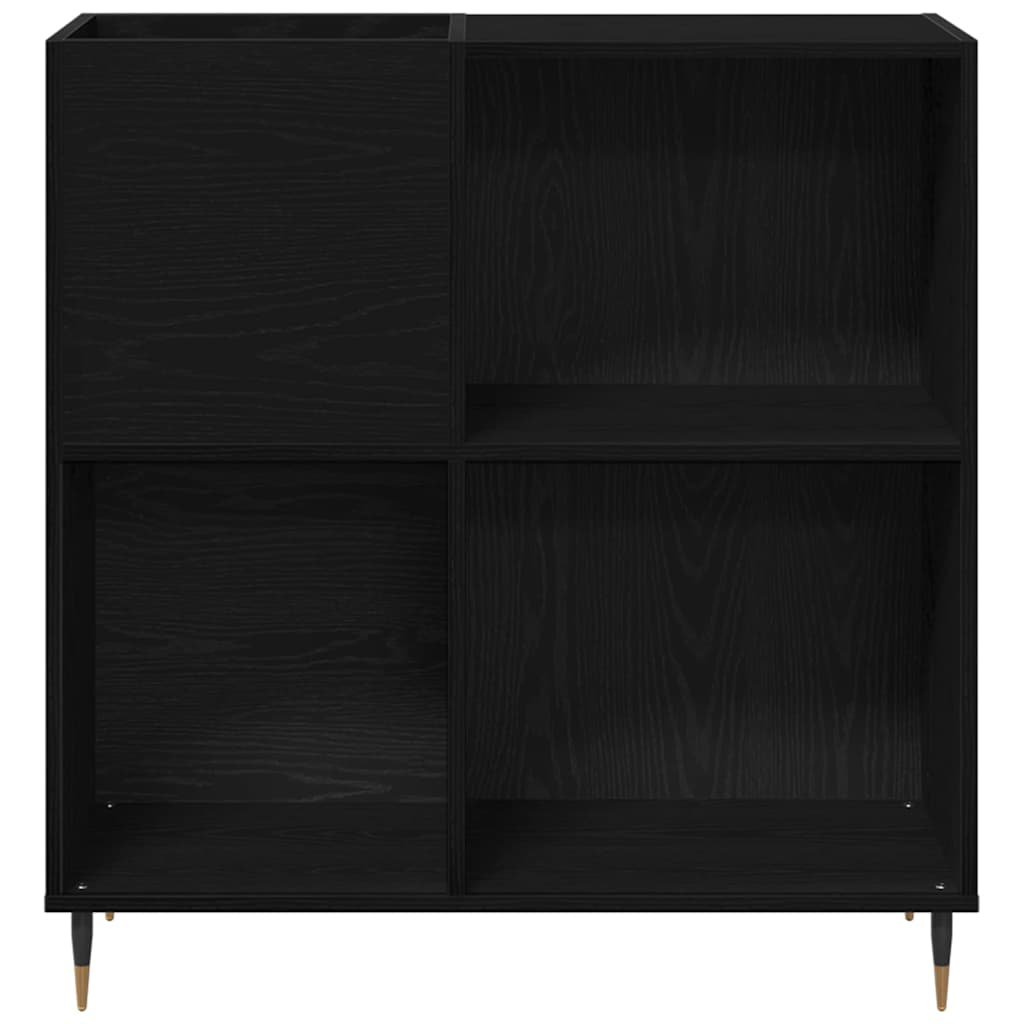 Skivskåp Med Hylla Svart Ek 85 X 38 X 89 Cm Konstruerat Trä