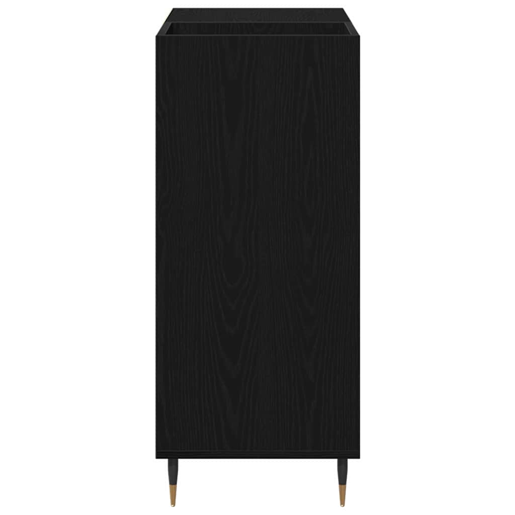 Skivskåp Med Hylla Svart Ek 85 X 38 X 89 Cm Konstruerat Trä