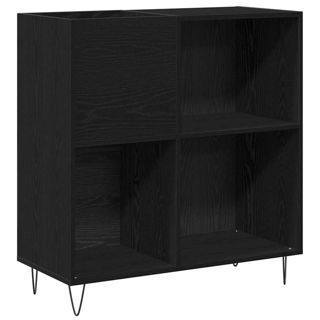 Skivskåp Med Hylla Svart Ek 85 X 38 X 89 Cm Konstruerat Trä