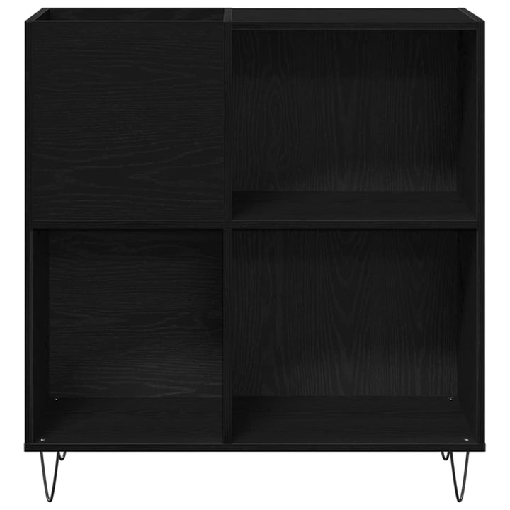 Skivskåp Med Hylla Svart Ek 85 X 38 X 89 Cm Konstruerat Trä