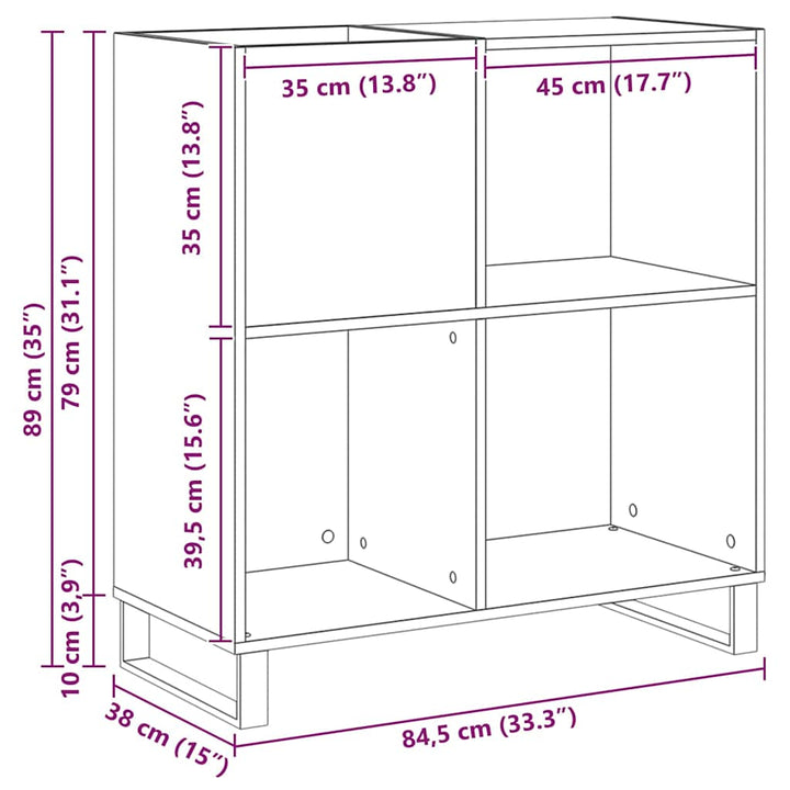 Skivskåp Gammalt Trä 84,5 X 38 X 89 Cm Konstruerat Trä