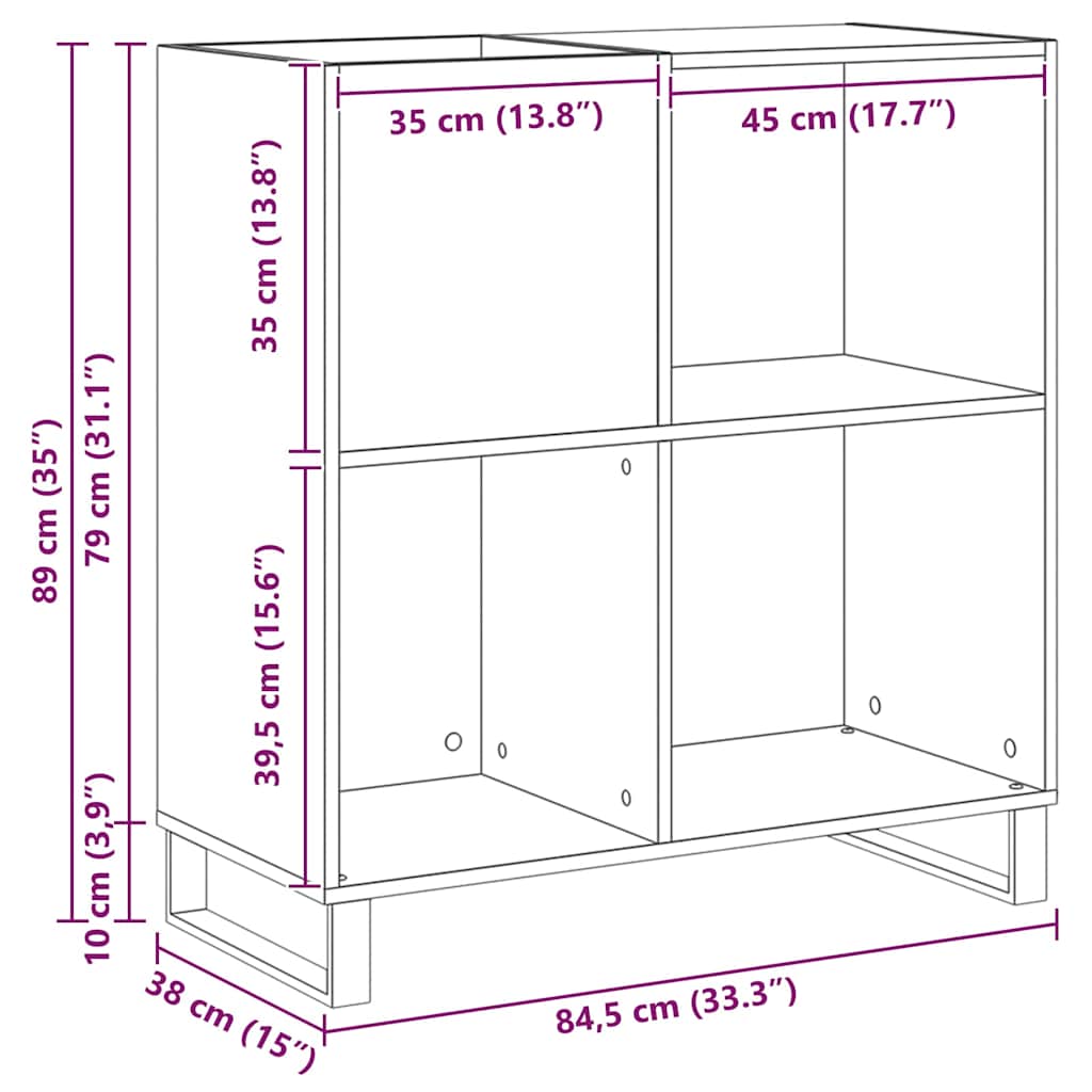 Skivskåp Gammalt Trä 84,5 X 38 X 89 Cm Konstruerat Trä
