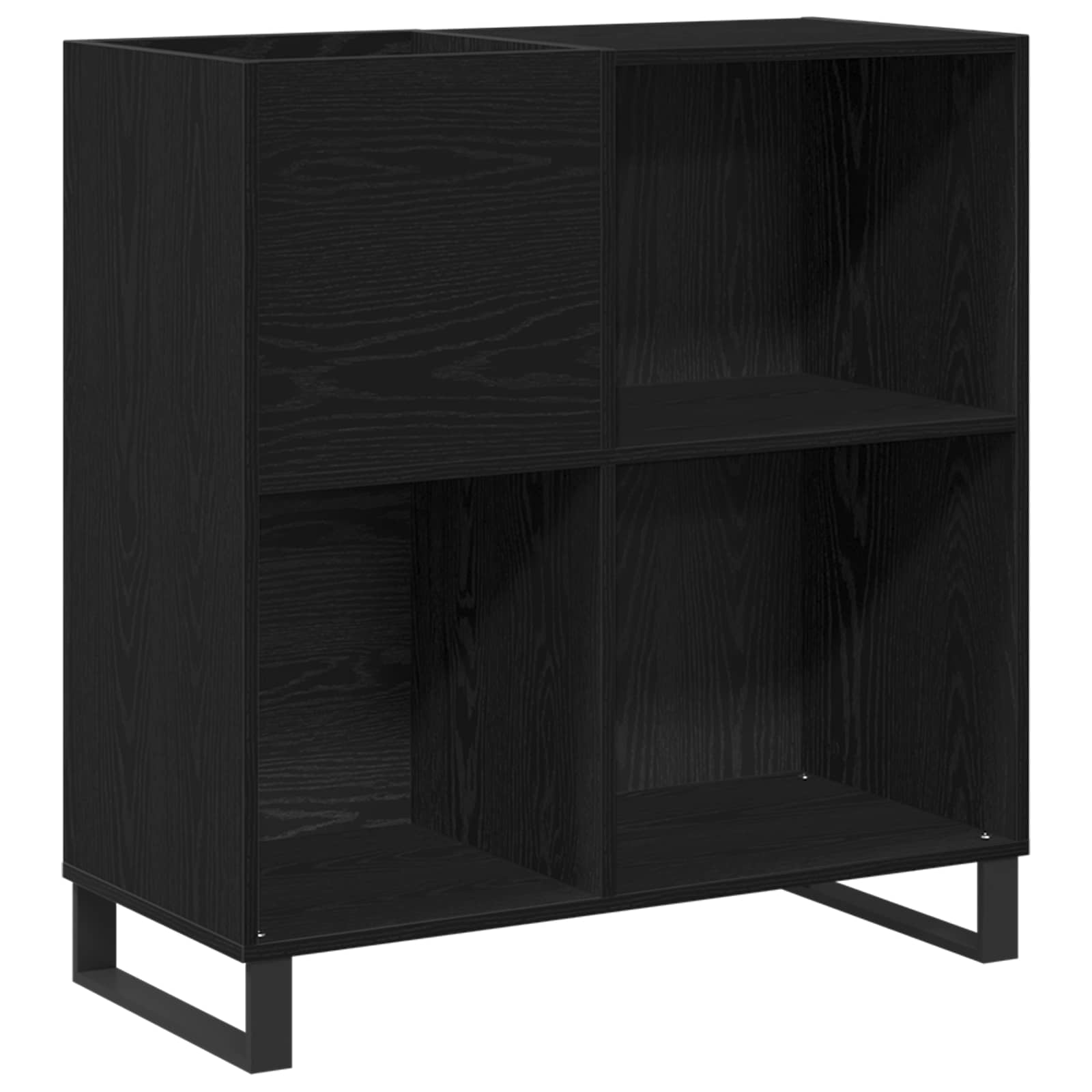Skivskåp Med Hylla Svart Ek 85 X 38 X 89 Cm Konstruerat Trä