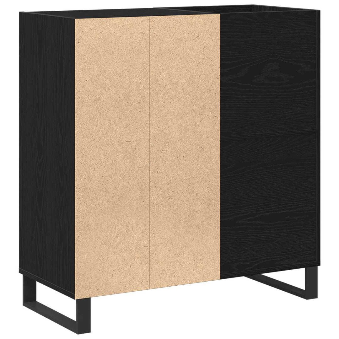 Skivskåp Med Hylla Svart Ek 85 X 38 X 89 Cm Konstruerat Trä