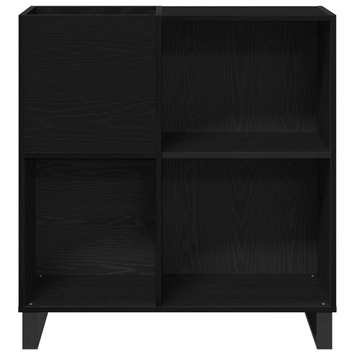 Skivskåp Med Hylla Svart Ek 85 X 38 X 89 Cm Konstruerat Trä