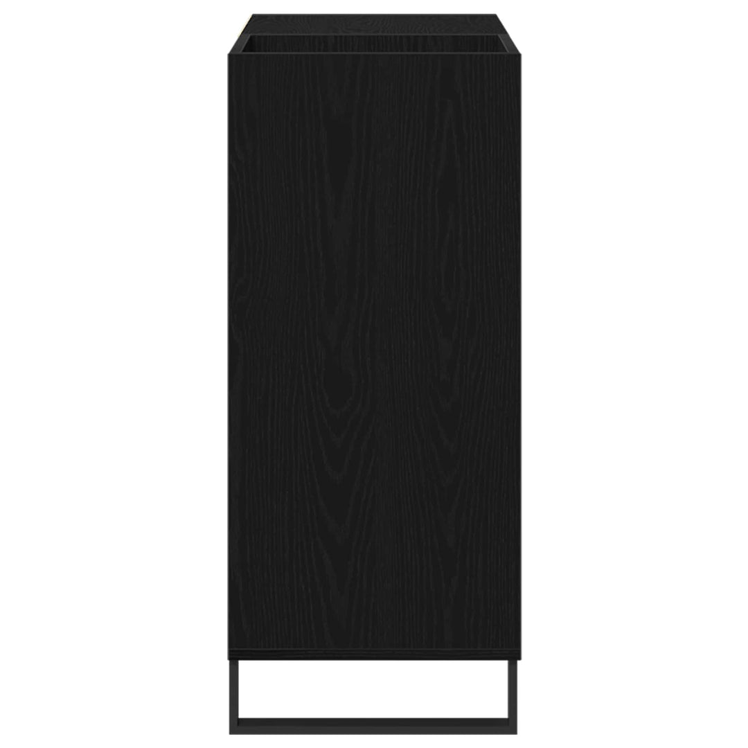 Skivskåp Med Hylla Svart Ek 85 X 38 X 89 Cm Konstruerat Trä