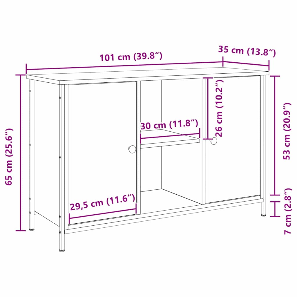 Tv-Bänkset Artisan Ek 101 X 35 X 65 Cm Konstruerat Trä