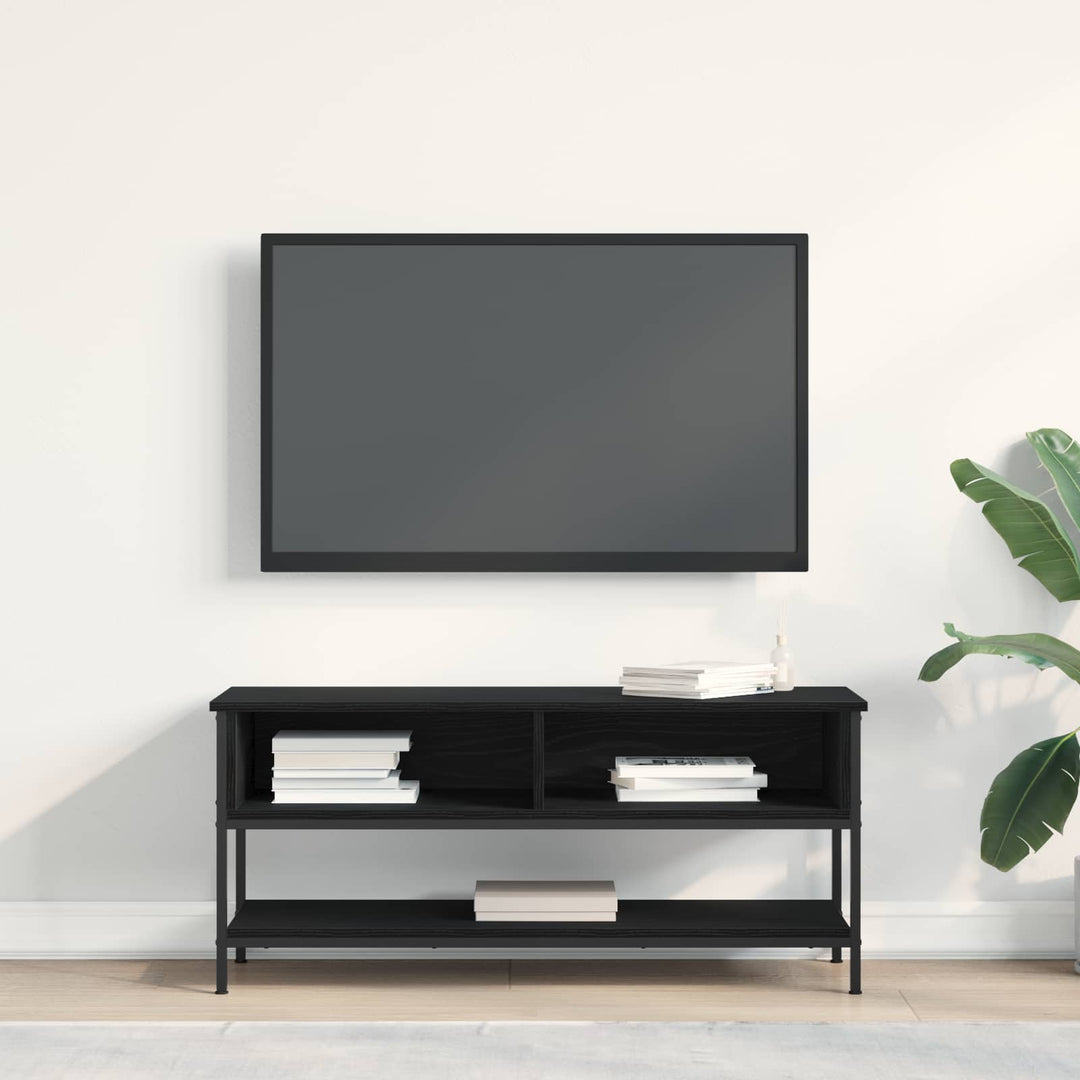 Tv-Bänkset Svart Ek 100 X 35 X 45 Cm Konstruerat Trä